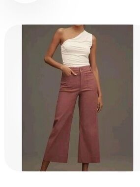 Maeve Collette Wide-Leg Pants in Mauve Pink